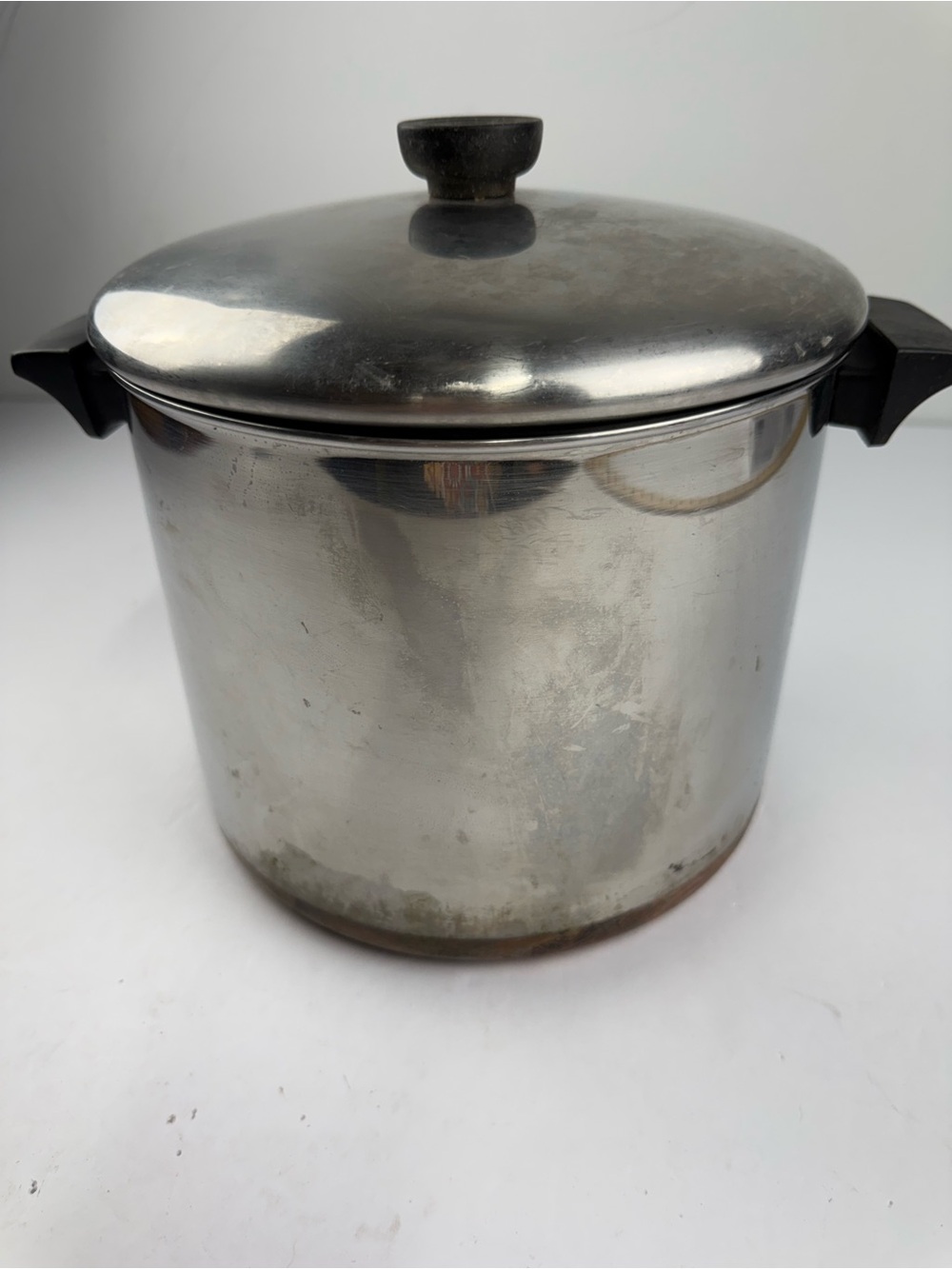 Vintage Revere Ware 1801 Copper Bottom 8 Quart Stock Soup Pot with Lid